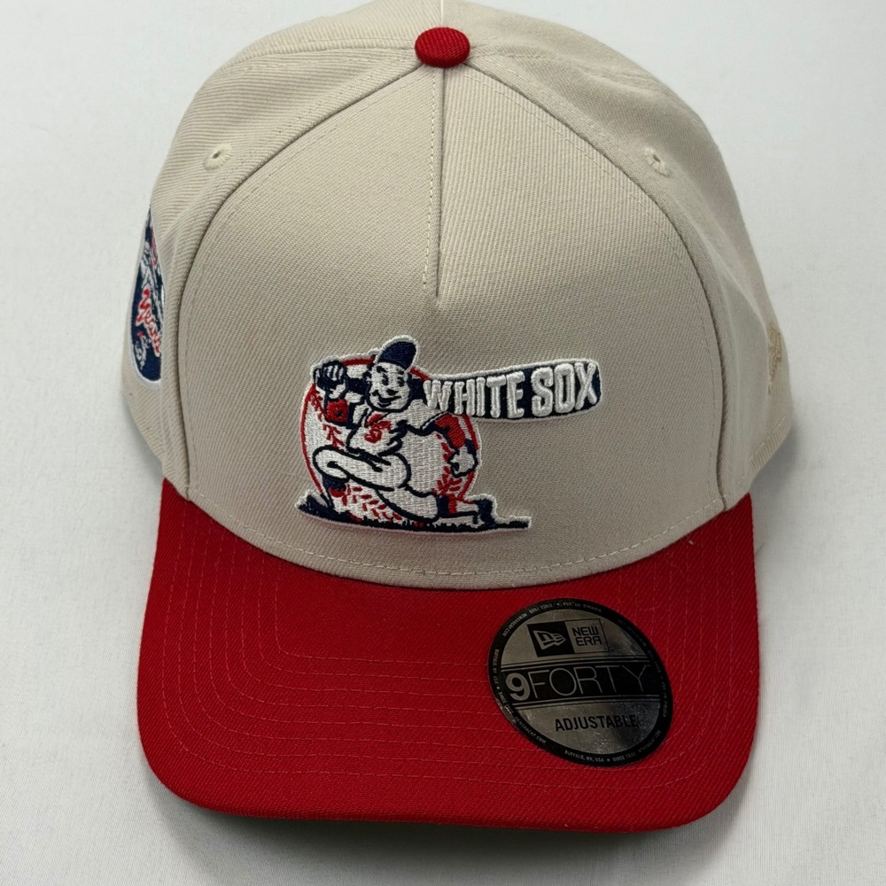 New Era Hat Mens OSFA Tan Red White Sox 9FORTY Comiskey Park Patch Snapback